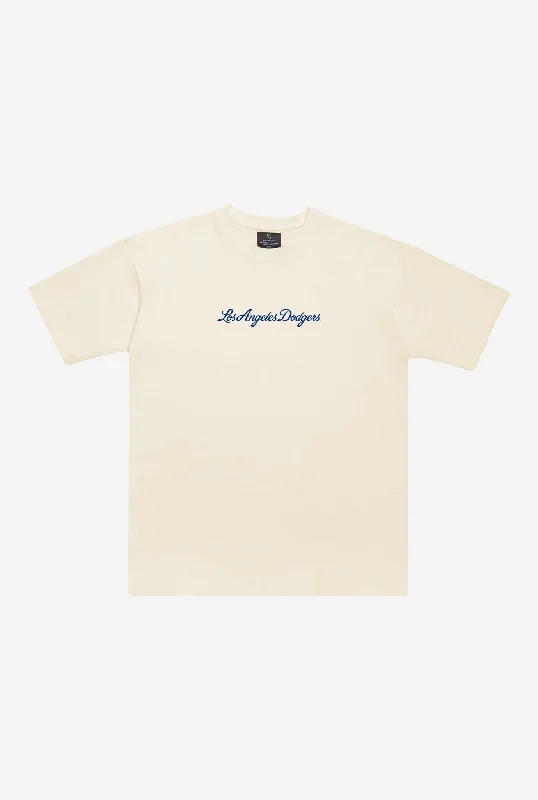 LA Dodgers Heavyweight T Shirt - Natural Relaxed Fit Short Blouse