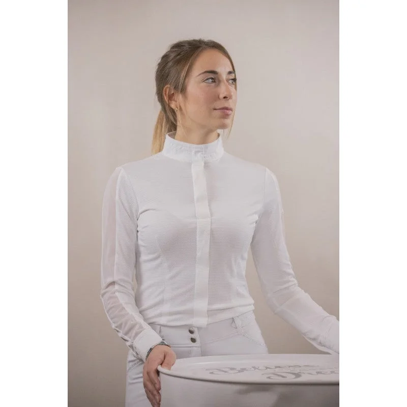 Las Honey Long Sleeve Show Shirt Elegant Lace-Trimmed Short Shirt
