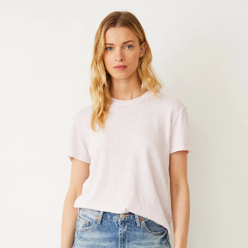 Linen Jersey Basic Crew Neck Tee Casual Formal Business