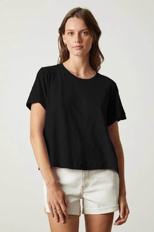 LULA COTTON SLUB SWING TEE Solid Print Embellished