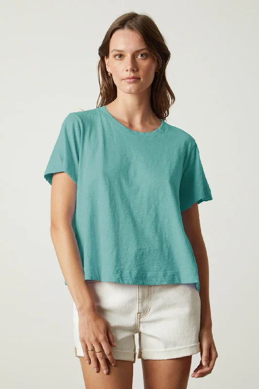 LULA COTTON SLUB SWING TEE Hooded Caped Shawl Collar