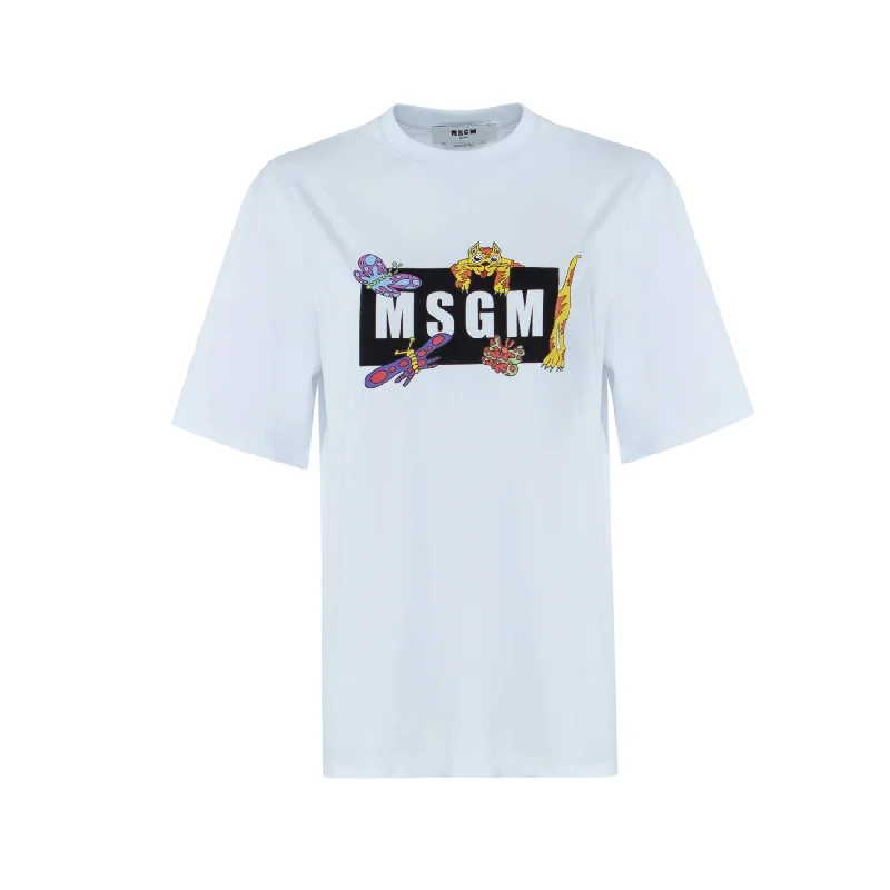 MSGM Tee - White Hooded Caped Shawl Collar