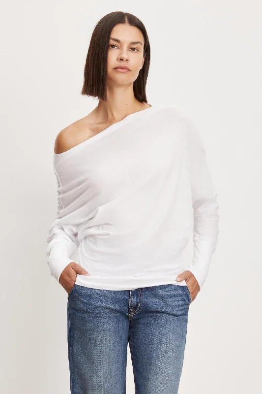 NOVALEE DOLMAN TEE Denim Fabric Leather Fabric Suede Fabric
