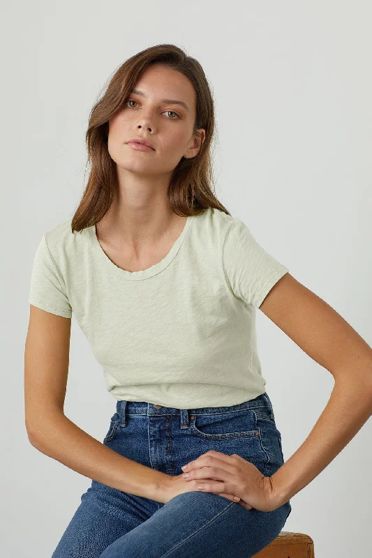 ODELIA COTTON SLUB CREW NECK TEE Wool Fabric Cashmere Fabric Tweed Fabric