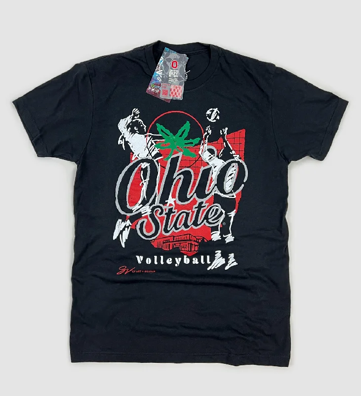 Ohio State Womens Volleyball Sketch T shirt Classic Denim Short Sleeve