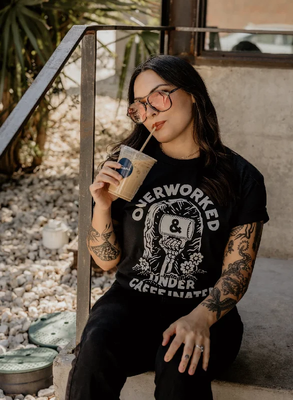 Over Worked Under Caffeinated Tee Rayon Fabric Velvet Fabric Corduroy Fabric