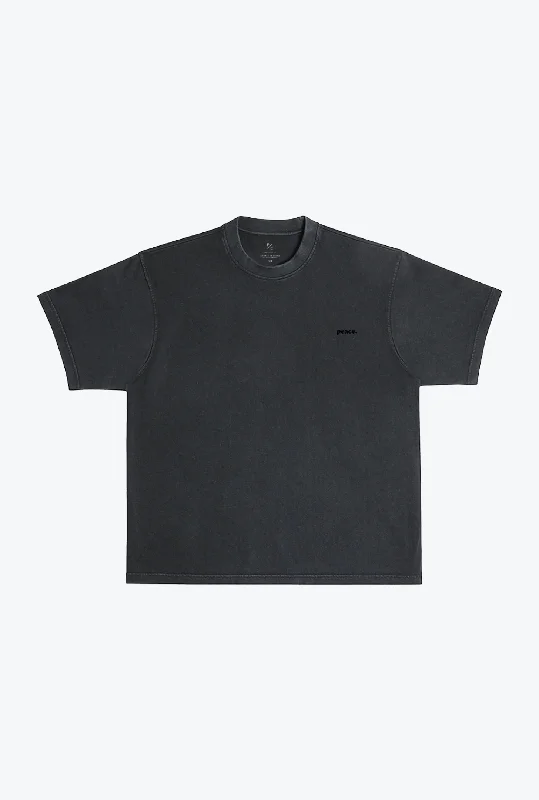 Peace Basics Pigment Dye T Shirt - Black Classic Button-Up Short Tee