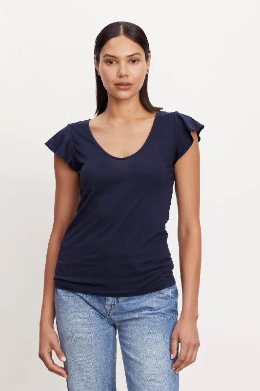 RASHIDA SCOOP NECK TEE Seamless Knitted Crochet