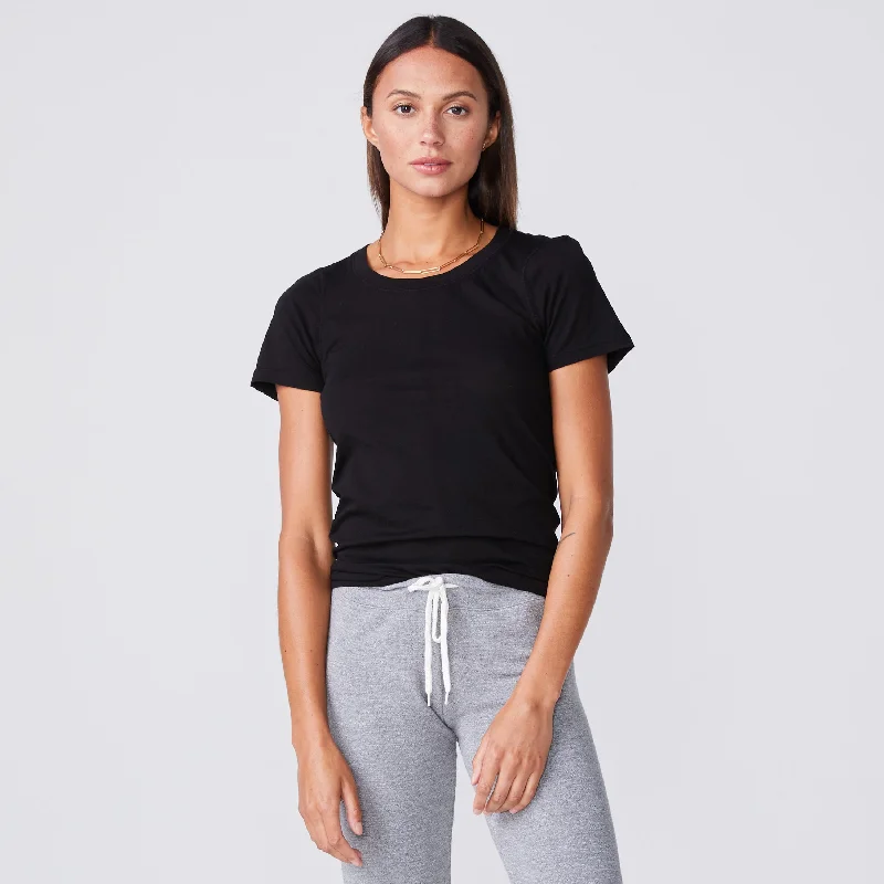 Super Fine Jersey Fitted Crew Neck Tee Houndstooth Herringbone Solid