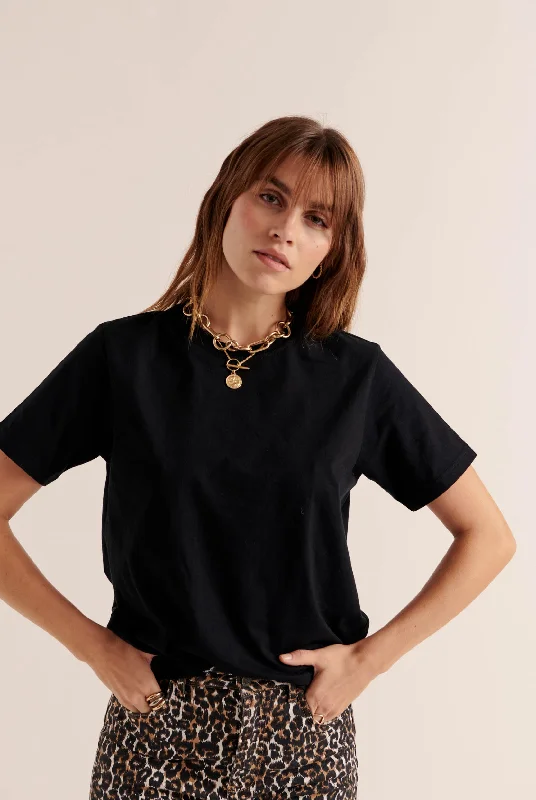 Tee-shirt Bree noir Relaxed Button-Down Short Shirt