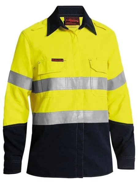 Tencate Tecasafe Plus 580 Women's Taped Hi Vis Lightweight FR Vented Shirt (BL8098T) Trendy Short Sleeve Blouse