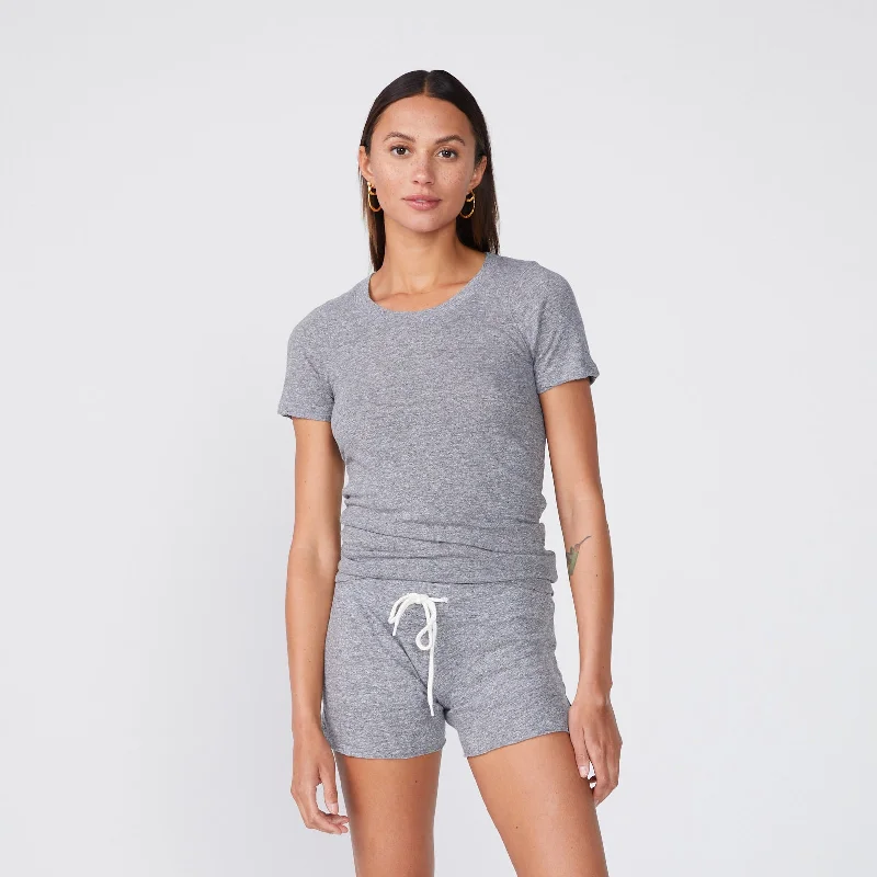 Textured Tri-Blend Fitted Crew Neck Tee Zippered Front Buttoned Front Snap Front