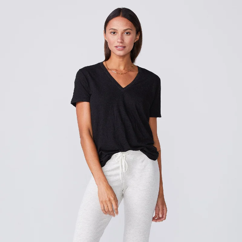 Textured Tri-Blend Relaxed V Neck Tee Terry Blend Velvet Blend Canvas Blend