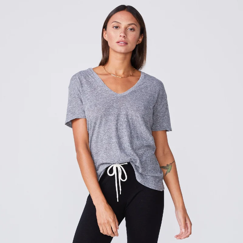 Textured Tri-Blend Relaxed V Neck Tee Fleece Fabric Down Fabric Feather Fabric