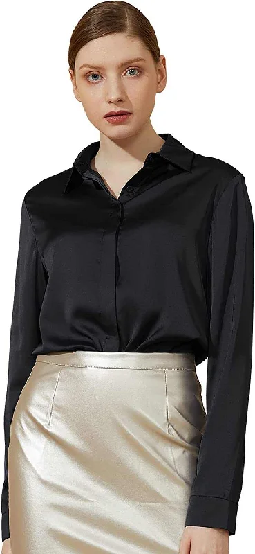 Trendy Women Casual Work Office Silk Shirts Blouse Top Trendy Floral Print Tee