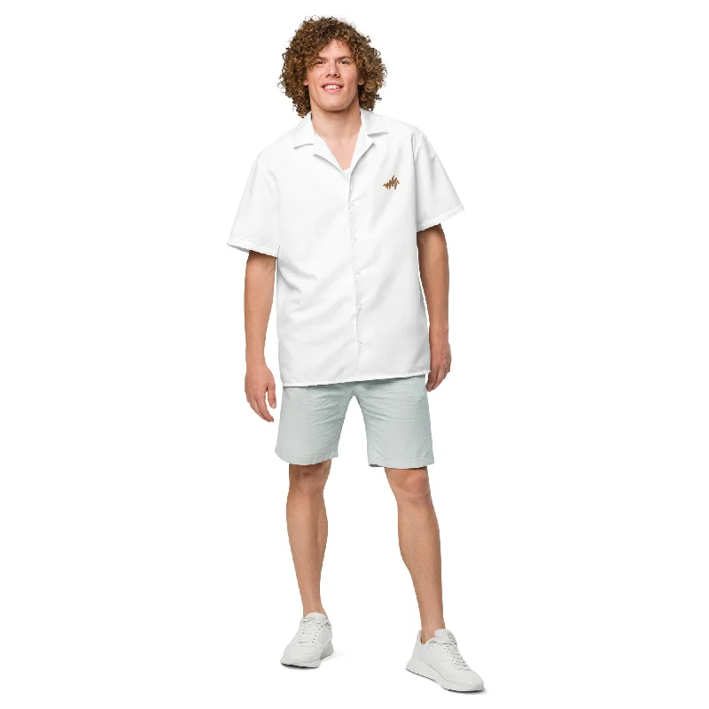 Waves | Embroidered Unisex button shirt Elegant Draped Short Shirt