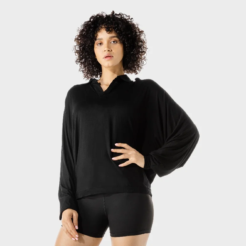 Women's Fitness - Oversized Shirt - Black Trendy Summer Short Sleeve