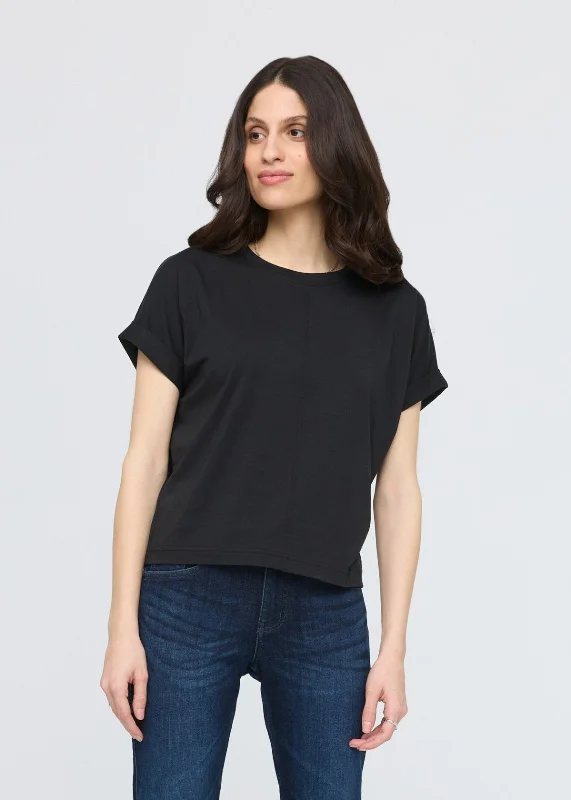 PurePima Dolman Tee - Black Ribbed T-Shirt High Neck Heavyweight