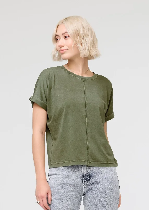 PurePima Vintage Dolman Tee - Washed Clover Houndstooth Herringbone Solid
