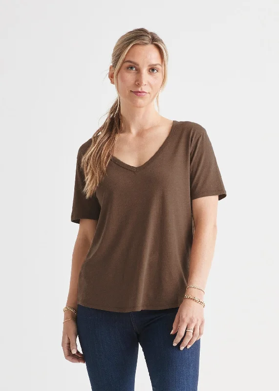 The Only Tee V-Neck - Mocha Terry Blend Velvet Blend Canvas Blend
