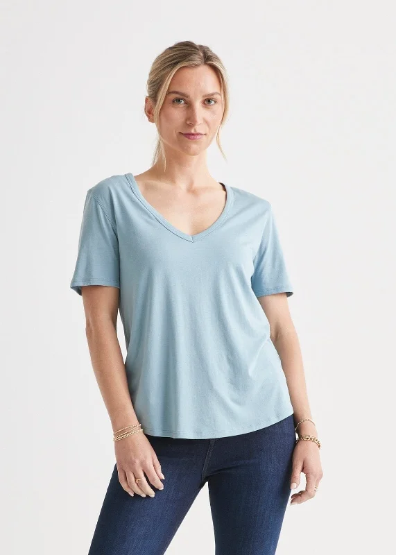The Only Tee V-Neck - Pacific V-Neck T-Shirt Long Sleeve Cotton