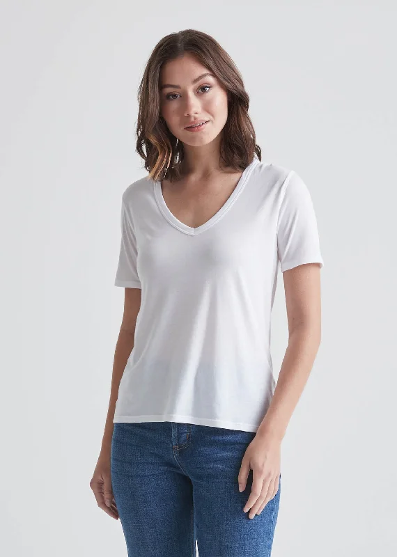The Only Tee V-Neck - White Chenille Blend Fleece Blend Nylon Blend