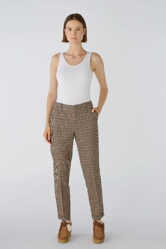 Check Turn Up Trouser Trousers Striped Patterned
