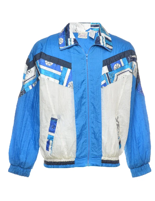 1990s Zip Front Nylon Jacket - M Ribbed Jacket Pleated Jacket Ruffled Jacket