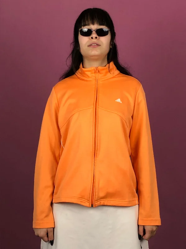 Adidas Vintage Women's Track Jacket - M Orange Polyester Blend Fleece Jacket Down Jacket Feather Jacket