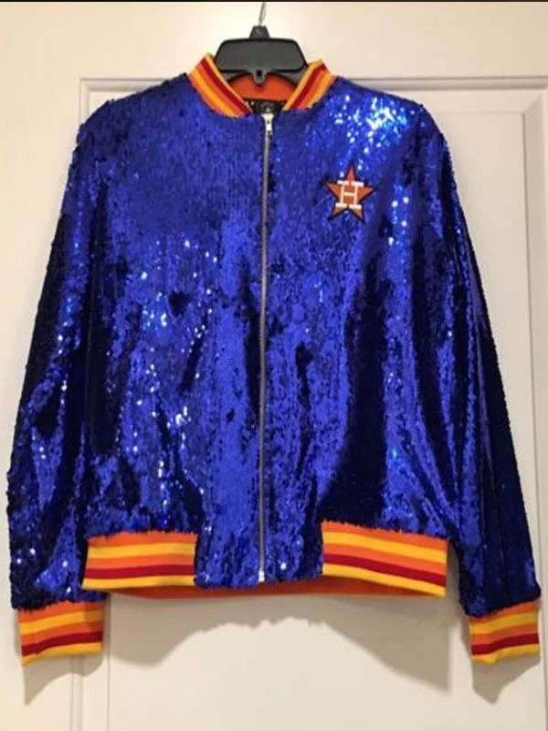 Astros Sequin Jacket Notch Collar Jacket Peter Pan Collar Jacket Cowl Neck Jacket