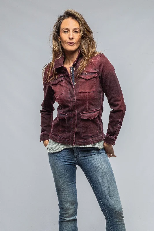 Beale Over-Dyed Denim Jacket In Bordeaux Fleece Jacket Down Jacket Parka