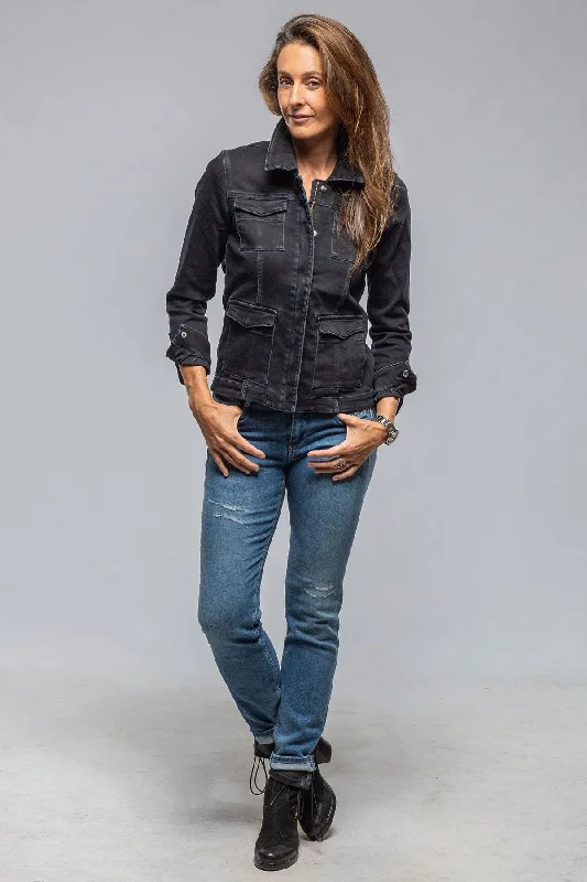 Beale Over-Dyed Denim Jacket In Nero Fitted Jacket Loose Jacket Oversized Jacket