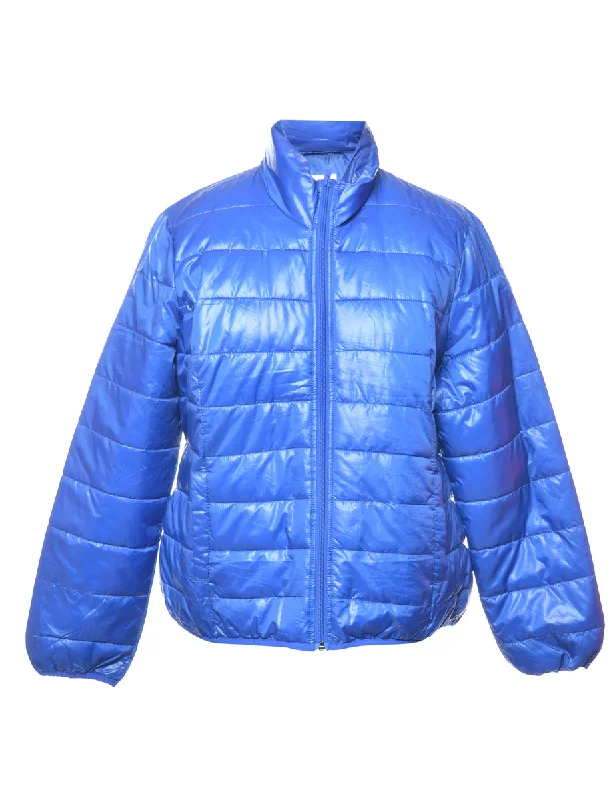 Bright Blue Puffer Jacket - XL Collared Jacket Crew Neck Jacket Turtle Neck Jacket