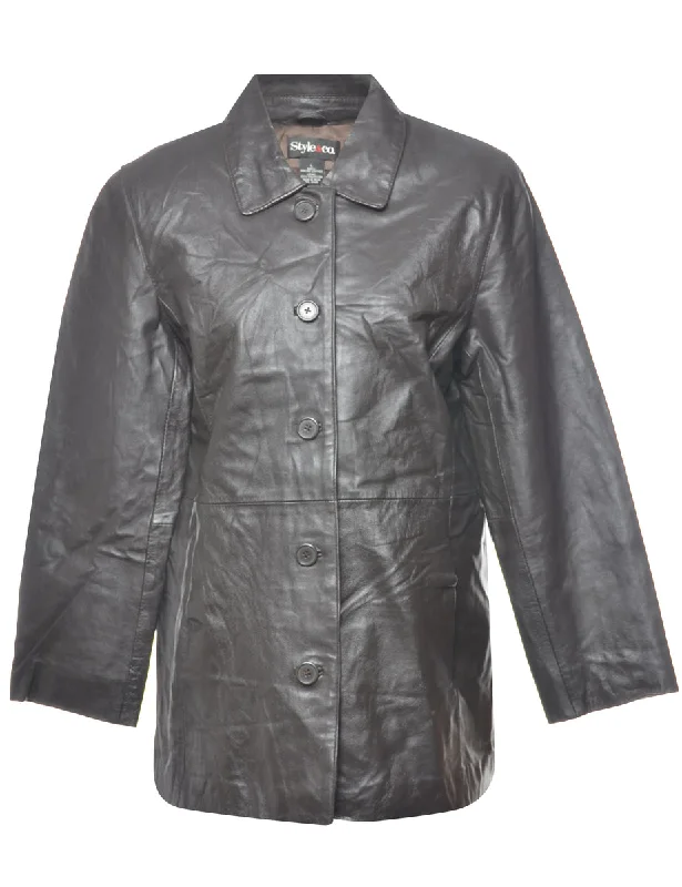 Brown Leather Jacket - L Denim Jacket Leather Jacket Suede Jacket
