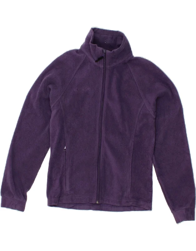 COLUMBIA Womens Fleece Jacket UK 12 Medium Purple Polyester Stand-Up Collar Roll-Neck Collar Turtle Neck