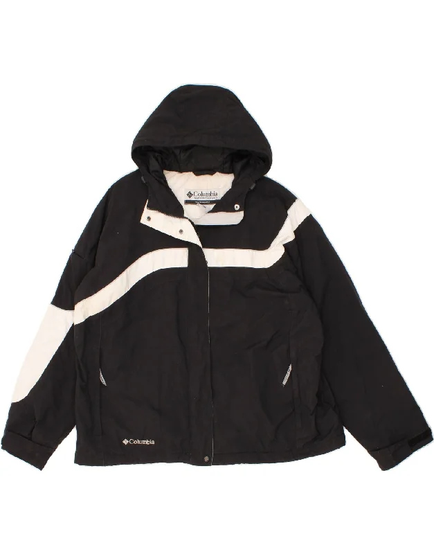 COLUMBIA Womens Hooded Rain Jacket UK 20 2XL Black Colourblock Nylon Plaid Jacket Tartan Jacket Houndstooth Jacket COLUMBIA Womens Hooded Rain Jacket UK 20 2XL Black Colourblock Nylon Plaid Jacket Tartan Jacket Houndstooth Jacket
