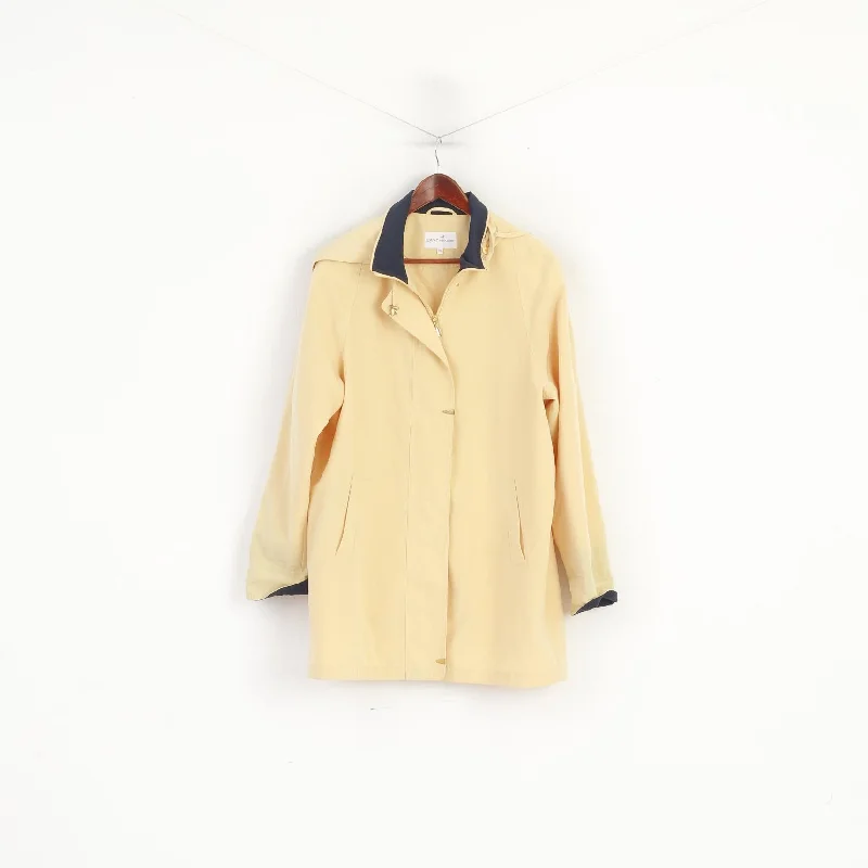 EWM Pure Classics Women 16 Jacket Yellow Lightweight Retro Full Zip Hooded Coat Front Pockets Side Pockets Patch Pockets