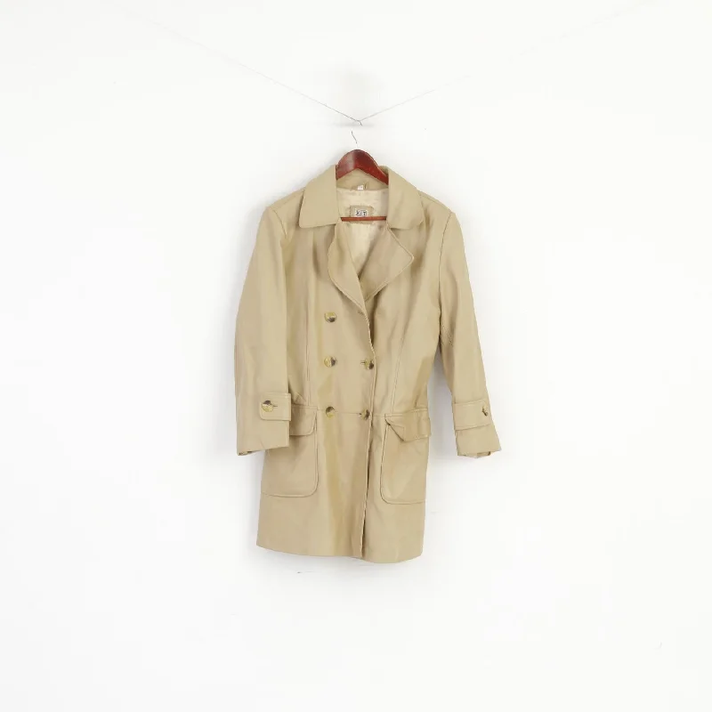 KIT Women 12 38 M Jacket Beige Leather Vintage Double Breasted Classic Top Chenille Jacket Brocade Jacket Lace Jacket