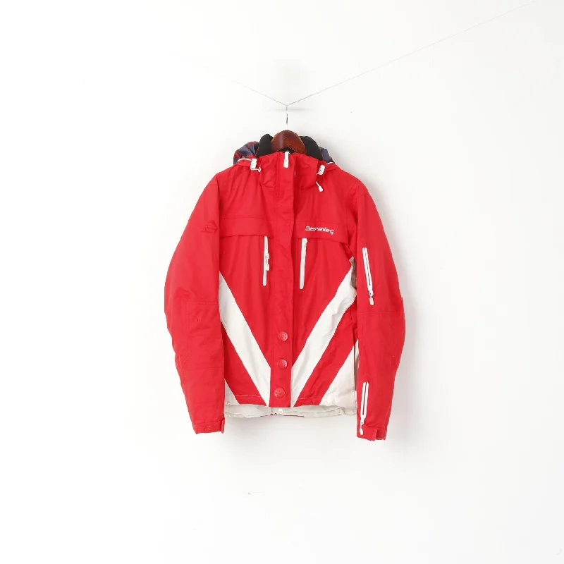 Beerenberg Women L Ski Jacket Red Full Zip Hooded Detailed Warm Top Notch Collar Peter Pan Collar Cowl Neck