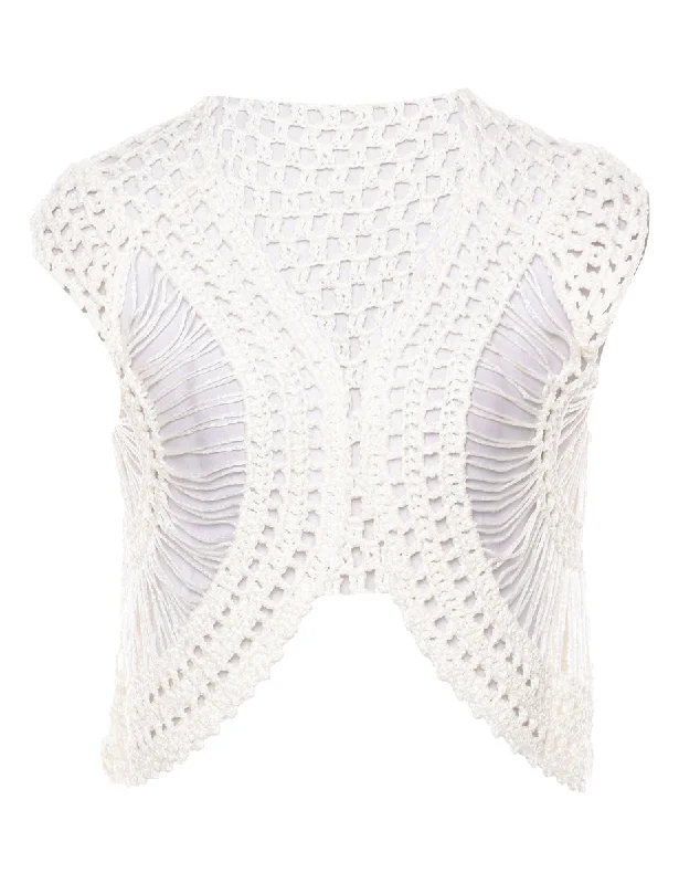 Crochet White Jacket - S Fitted Jacket Loose Jacket Oversized Jacket