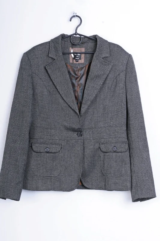Emilio Corali Womens 42 L Jacket Grey Blazer Milano Single Breasted Fleece Jacket Down Jacket Feather Jacket