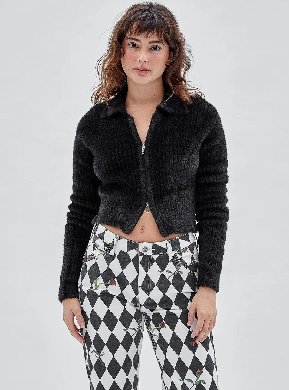 Guess Originals Black Richie Fuzzy Zip Jacket Tailored Jacket Straight Jacket A-Line Jacket Guess Originals Black Richie Fuzzy Zip Jacket Tailored Jacket Straight Jacket A-Line Jacket