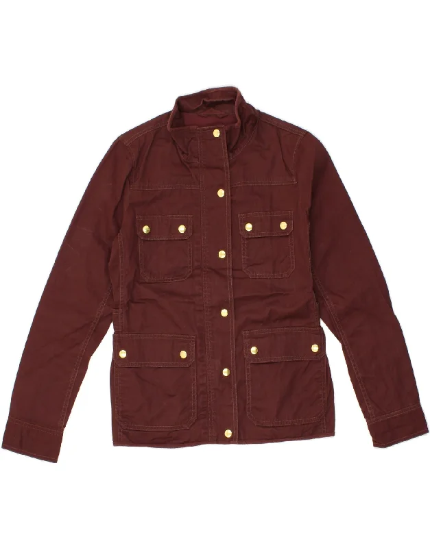 J. CREW Womens Utility Jacket UK 10 Small Maroon Print Jacket Jacquard Jacket Embroidered Jacket