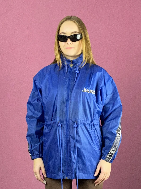 Jako Vintage Women's Rain Jacket - XS Blue Nylon Fleece Jacket Down Jacket Parka