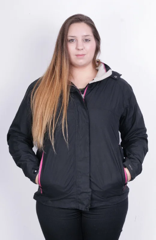 Killtec Womens L 14 Jacket Hood Full Zipper Black Waterproof Front Pockets Side Pockets Patch Pockets Killtec Womens L 14 Jacket Hood Full Zipper Black Waterproof Front Pockets Side Pockets Patch Pockets