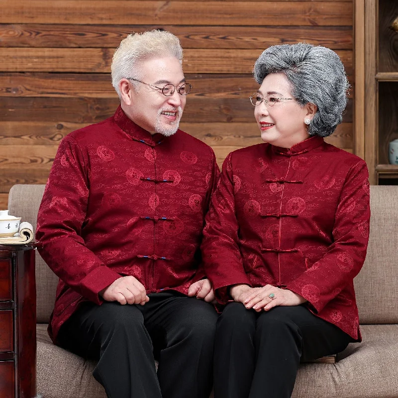 Mandarin Collar Auspicious Pattern Traditional Chinese Jacket Mother Coat Striped Jacket Polka Dot Jacket Floral Jacket Mandarin Collar Auspicious Pattern Traditional Chinese Jacket Mother Coat Striped Jacket Polka Dot Jacket Floral Jacket