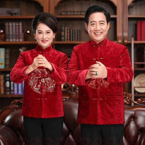 Mandarin Collar Phoenix Embroidery Velvet Traditional Chinese Jacket Mother Coat Cotton Fabric Linen Fabric Terry Fabric Mandarin Collar Phoenix Embroidery Velvet Traditional Chinese Jacket Mother Coat Cotton Fabric Linen Fabric Terry Fabric