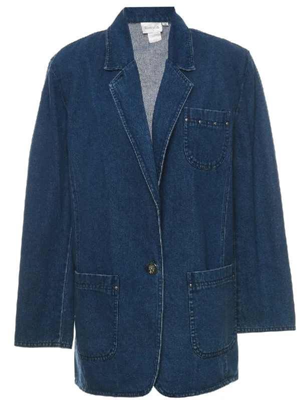 Medium Wash Classic Denim Jacket - L Corduroy Jacket Velvet Jacket Brocade Jacket