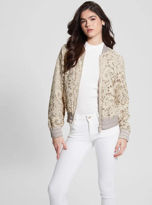 Muted Stone Aisha Lace Bomber Jacket V-Neck Jacket Boat Neck Jacket Square Neck Jacket