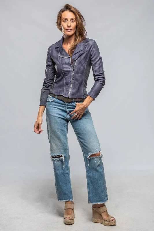 Natalia Lightweight Leather Jacket In Deep Blue Denim Jacket Leather Jacket Suede Jacket